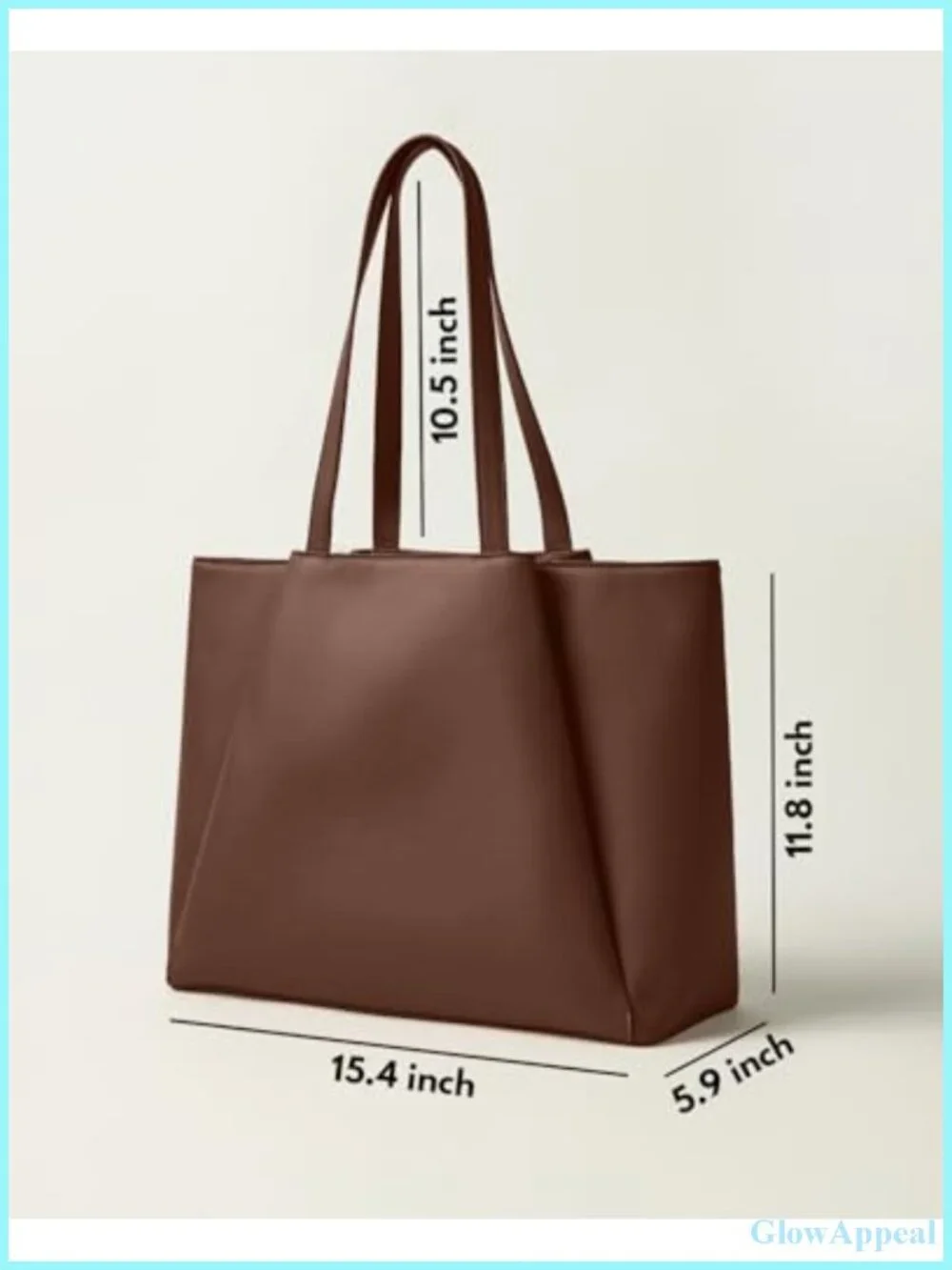 Large PU Leather Laptop Tote Bag with Zip Compartments for Women